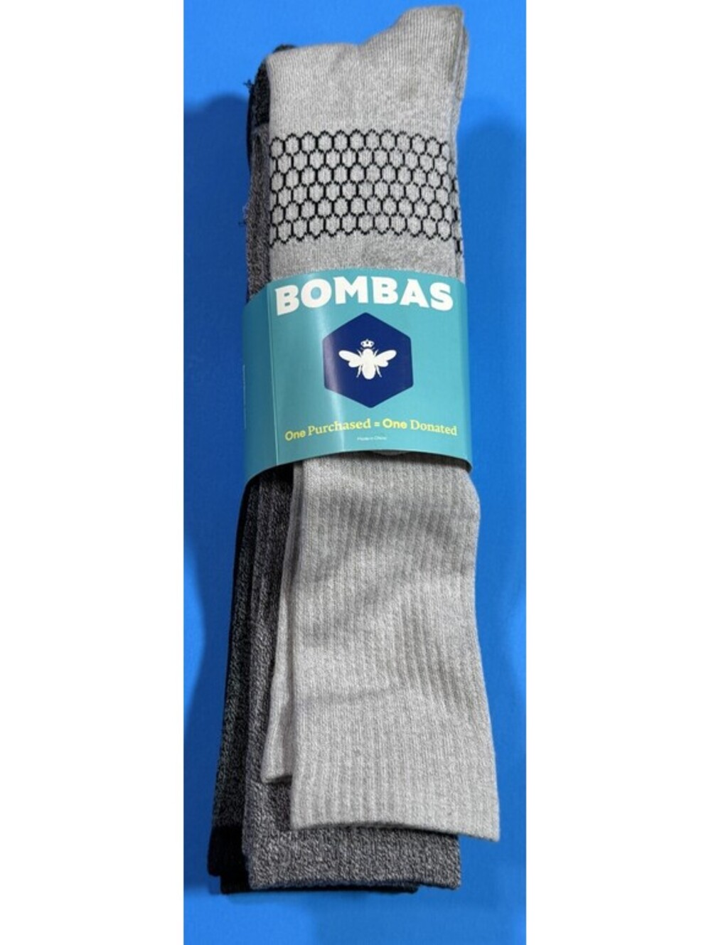 4 Pack Bombas Gray Knee Socks Supima Cotton LARGE M (9.5 -13) W (11-13)
